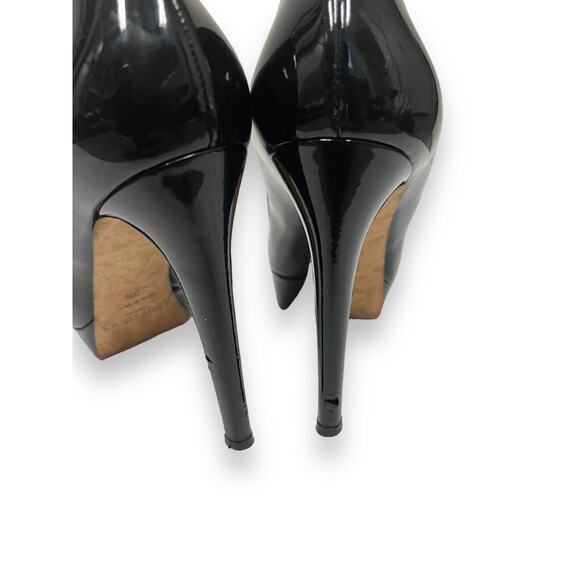 JIMMY CHOO Black Patent Leather Platform ALEX Heels Pumps 38.5 US 8.5 - Picture 5 of 8